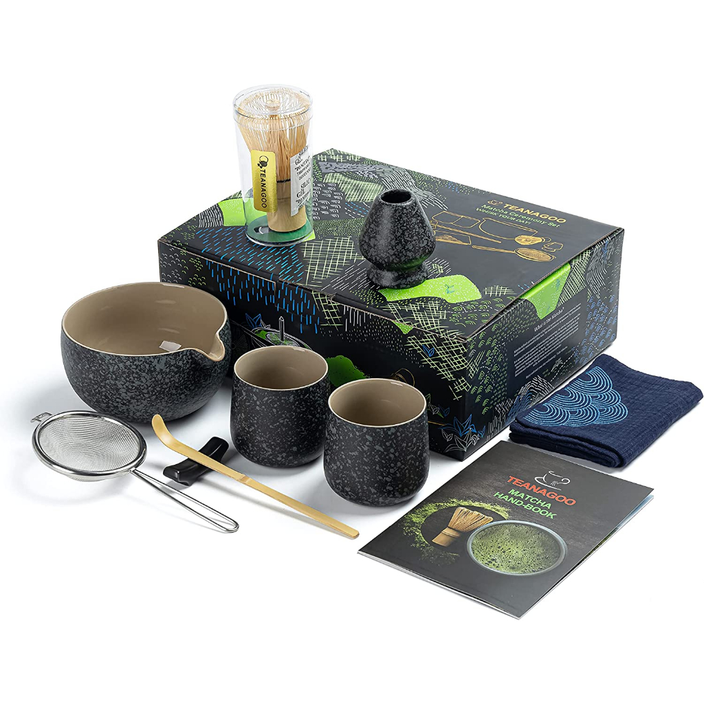 Teanagooชามมัทฉะมัทฉะ ที่มี ที่ตักมัทฉะมัทฉะชุดชาญี่ปุ่น (7 ชิ้น) + 2 ถ้วย (7.2 ออนซ์)Matcha Set Matcha Whisk Matcha Bowl with Pouring Spout Scoop Matcha Whisk Holder Tea Making Kit. Japanese Tea Set (7pcs) + 2Cups(7.2oz),S1