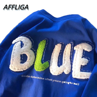 ❀ AFFLIGA ❀ เสื้อยืดแขนสั้น แขนห้าส่วน ทรงหลวม สไตล์เกาหลี อเมริกัน เรโทร เหมาะกับฤดูร้อน สําหรับคู่รัก