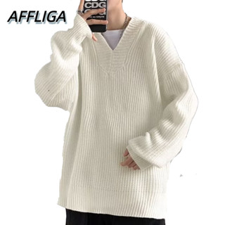 ❀ AFFLIGA ❀ เสื้อกันหนาวแขนยาวลําลอง มีฮู้ด ทรงหลวม เข้ากับทุกการแต่งกาย แฟชั่นฤดูใบไม้ร่วง และฤดูหนาว สไตล์เรโทร สําหรับผู้ชาย