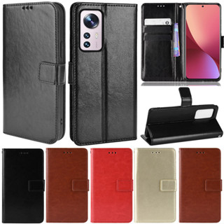 เคสโทรศัพท์มือถือหนัง ฝาพับ พร้อมช่องใส่บัตร ตั้งได้ สไตล์เรโทร สําหรับ Xiaomi Mi 12 Lite Mi 12T Pro 13 Pro 13 Lite 13 Ultra Poco M4 5G Poco M5 4G Poco M5s 4G Poco C40