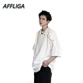 ❀ AFFLIGA ❀ เสื้อยืดแขนสั้น เปิดไหล่ ระดับไฮเอนด์ แบบเรียบง่าย แฟชั่นฤดูร้อน สไตล์เกาหลี สําหรับผู้ชาย