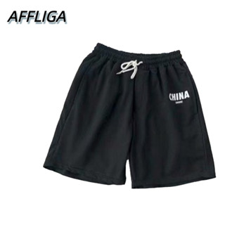 ❀ AFFLIGA ❀ กางเกงกีฬาขาสั้นลําลอง ทรงหลวม พิมพ์ลายตัวอักษร สวมใส่สบาย แฟชั่นฤดูร้อน สไตล์เกาหลี สําหรับผู้ชาย 2023