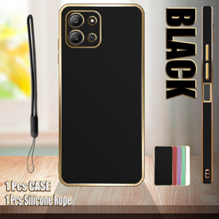 เคสชุบไฟฟ้า ขอบตรง พร้อมเชือกซิลิโคน สําหรับ Infinix Hot 11 2022 X675