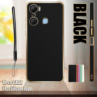 เคสชุบไฟฟ้า ขอบตรง พร้อมเชือกซิลิโคน สําหรับ Infinix Hot 12 Pro X668C