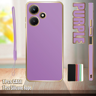 เคสชุบไฟฟ้า ขอบตรง พร้อมเชือกซิลิโคน สําหรับ Infinix Hot 30 Play X6835