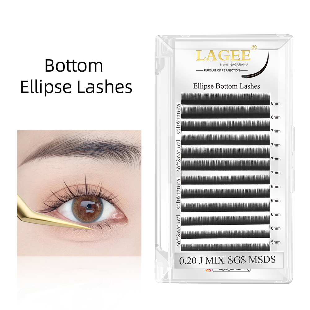 LAGEE ด้านล่าง Eyelash Extension คลาสสิกแบน Ellips Eyelashes 5 6 7 8 Mix Premium Mink สีดําเท็จ Under Lashes นุ่มจาก NAGARAKU