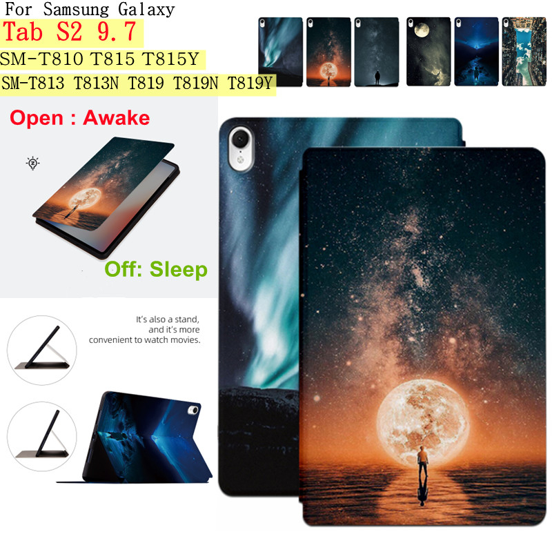 สําหรับ Samsung Galaxy Tab S2 9.7 SM-T810 T815 T815Y SM-T813 T819 T819N T819Y คุณภาพสูง PU หนังเหงื่