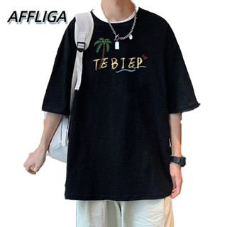 ❀ AFFLIGA ❀ ใหม่ เสื้อยืดลําลอง ผ้าฝ้าย แขนสั้น คอกลม พิมพ์ลายการ์ตูน ระบายอากาศ ทรงหลวม สไตล์เกาหลี แฟชั่นฤดูร้อน สําหรับผู้ชาย