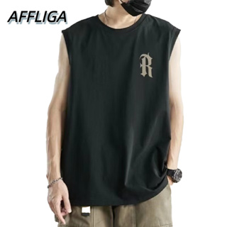 ❀ AFFLIGA ❀ เสื้อยืดแขนกุดลําลอง แบบบาง ทรงหลวม สีขาว แฟชั่นฤดูร้อน สําหรับผู้ชาย ใส่ออกกําลังกาย ฟิตเนส เล่นกีฬา