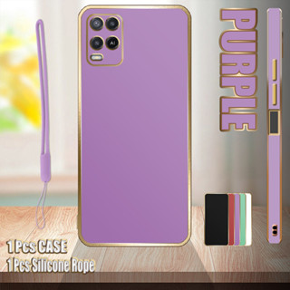 เคสชุบไฟฟ้า ขอบตรง พร้อมเชือกซิลิโคน สําหรับ OPPO A54