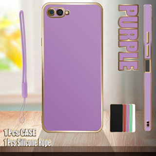 เคสชุบไฟฟ้า ขอบตรง พร้อมเชือกซิลิโคน สําหรับ Realme C2