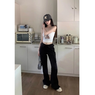 Spicy girl suspender short thin vest+flanging personality Cargo pants thin versatile micro pants