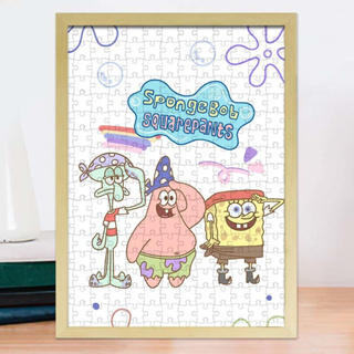 ของเล่นจิ๊กซอว์ไม้ปริศนา รูปการ์ตูน SpongeBob SquarePants เสริมการเรียนรู้เด็ก