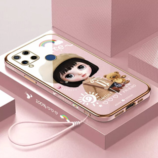 เคสโทรศัพท์มือถือ ลายการ์ตูนเด็กผู้หญิงเบเร่ต์ พร้อมสายคล้อง สําหรับ realme C55