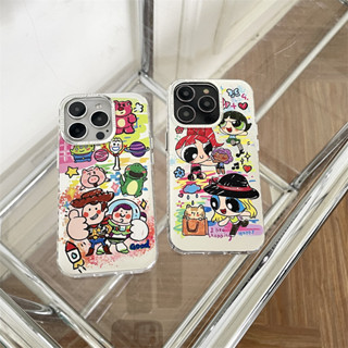 เคสโทรศัพท์มือถือ ชุบไฟฟ้า ลายการ์ตูน Doodle สําหรับ iPhone 14 Pro Max 13 Pro Max