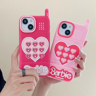 เคสโทรศัพท์มือถือ ซิลิโคนนิ่ม ลายบาร์บี้น่ารัก สีชมพู สําหรับ Iphone 15 14 13 12 11 Pro max