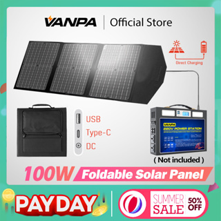 Vanpa แผงพลังงานแสงอาทิตย์ 100W Dc Type-C Usb เอาท์พุต แบบพกพา สําหรับชาร์จโทรศัพท์มือถือ แล็ปท็อป