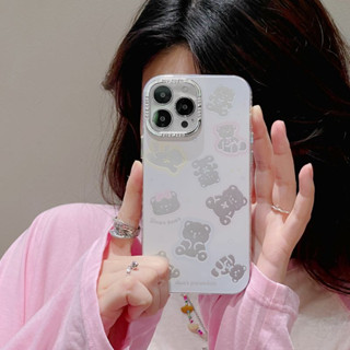 เคสโทรศัพท์มือถือ ชุบไฟฟ้า ลายการ์ตูนหมีขาวน่ารัก สําหรับ iPhone 14Pro max CASE 13Pro max 12Pro max 14Pro 13Pro 12Pro 11 12 13 14 case