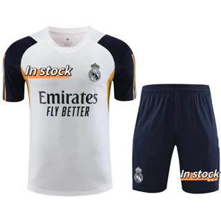 เสื้อกีฬาแขนสั้น ลายทีมชาติฟุตบอล Real Madrid 2023 24 ชุดเหย้า สีขาว จัดส่งด่วน 24-48 ชั่วโมง