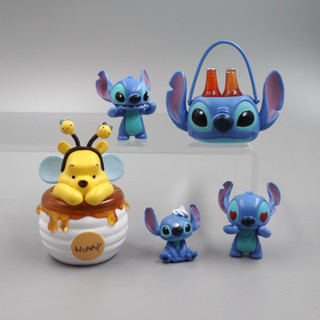 โมเดลฟิกเกอร์ PVC รูปการ์ตูน Disney Lilo &amp; Stitch Pooh Bear Little Bee ขนาด 2-6 ซม. สําหรับตกแต่งเค้ก จํานวน 1 ชิ้น