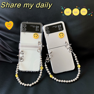 เคสโทรศัพท์มือถือ กันตก ป้องกัน ลายหัวใจ พร้อมสายโซ่คล้อง สําหรับ Samsung Galaxy Z Flip5 flip4 flip3