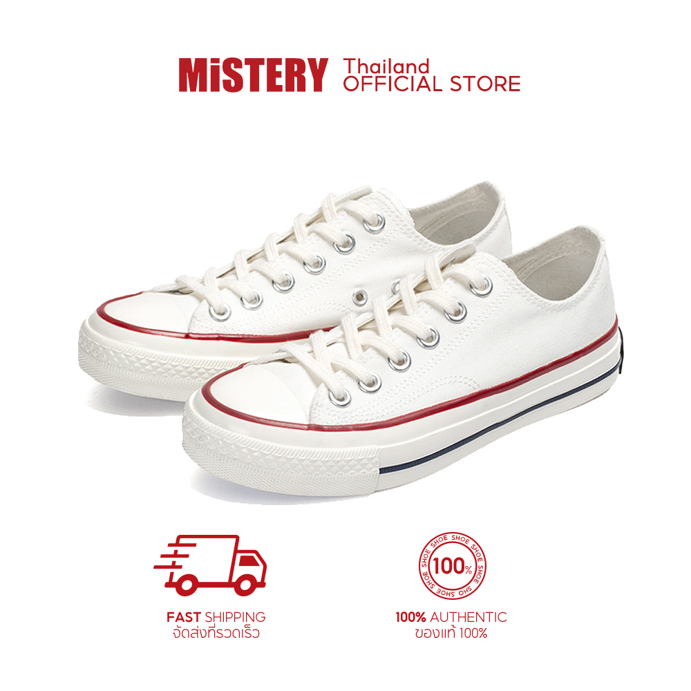 MISTERY รองเท้าผ้าใบ แบบหุ้มข้อ ไซส์ 35-44 รุ่น Couple สีขาว (MIS-1819)