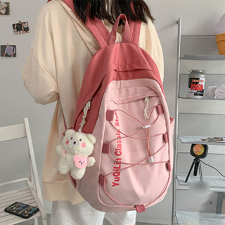Klp SPORT กระเป๋าเป้สะพายหลัง ผ้าไนล่อน ลําลอง ขนาดใหญ่ พร้อมพวงกุญแจ สําหรับผู้หญิง