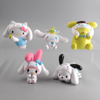 SANRIO โมเดลฟิกเกอร์ PVC รูปการ์ตูนอนิเมะ Hello Kitty Kuromi My Melody Cinnamorol Pochacco Onpompurin ขนาด 3-4 ซม. ของเล่นสําหรับเด็ก 5 ชิ้น ต่อชุด