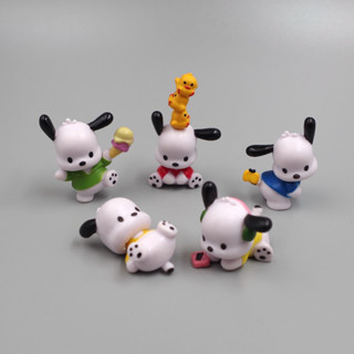 โมเดลฟิกเกอร์ PVC รูปการ์ตูนเป็ดสีเหลือง Sanrio Pochacco ขนาด 3-5.5 ซม. สําหรับตกแต่งเค้ก จํานวน 5 ชิ้น ต่อชุด