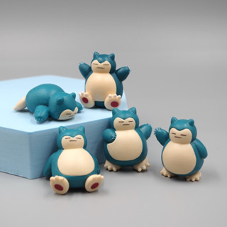 โมเดลฟิกเกอร์ PVC รูปการ์ตูนโปเกม่อน Snorlax Kawaii ขนาด 1.8-3 ซม. สําหรับตกแต่งเค้ก จํานวน 5 ชิ้น ต่อชุด