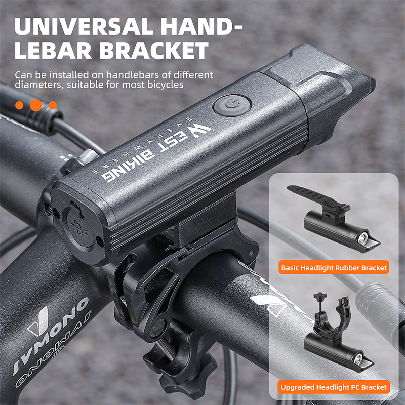 WEST BIKING จักรยาน ป้องกันแสงสะท้อน ไฟหน้าจักรยาน 1300 Lumens IPX6 กันน้ําชาร์จจักรยานด้านหน้า MTB LED รอบแสง — صورة 3
