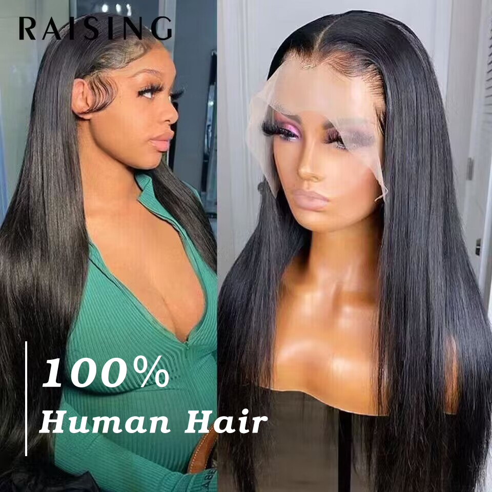 Raising วิกผมลูกไม้ โปร่งใส ไม่มีกาว กระดูกตรง วิกผมลูกไม้ด้านหน้า วิกผมมนุษย์ สําหรับผู้หญิง ลดราคา
