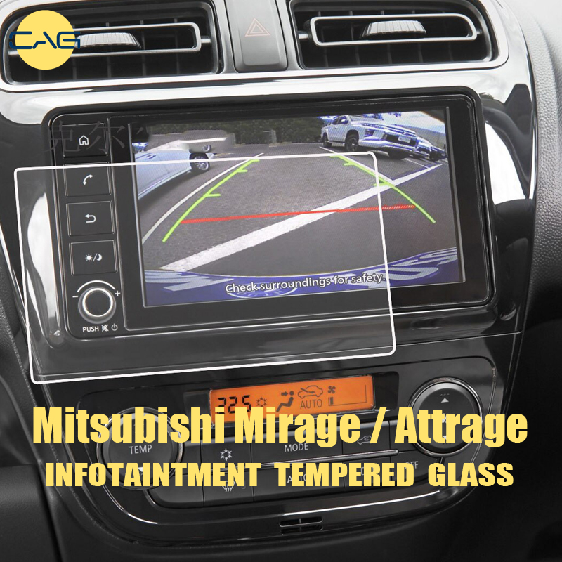 MITSUBISHI มิตซูบิชิ ภาพลวงตา แอททราจ กระจกนิรภัยป้องกันหน้าจอฟิล์ม สําหรับ2023 2022 2021 2022 6.25นิ้วรถวิทยุ จีพีเอส นําทางอุปกรณ์ตกแต่งภายในหน้าจอ จอแอลซีดี ฟิล