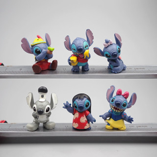 โมเดลฟิกเกอร์ PVC รูปการ์ตูน Lilo &amp; Stitch Lilo Pelekai Kawaii Q Version ขนาด 2-3 ซม. 6 ชิ้น ต่อชุด