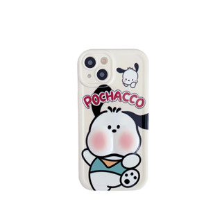 เคสโทรศัพท์มือถือแฟชั่น ลายการ์ตูน Pochacco 3D กันกระแทก สีขาว สําหรับ iPhone 14 13 12 11 XS 8P 7P 7