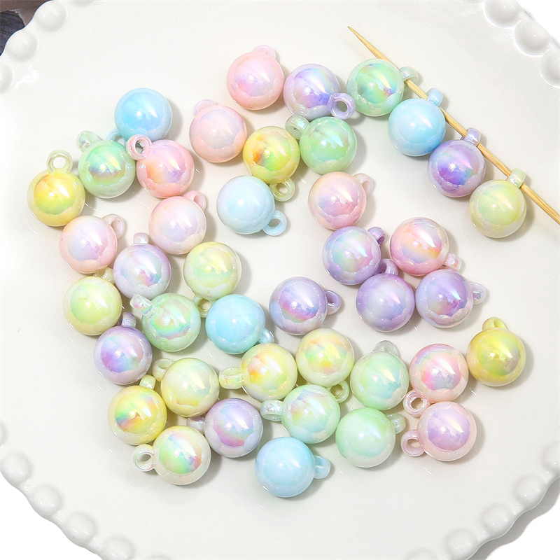 [16 มม.] ครีม ลูกบอลแขวน ขนาดเล็ก ชุบสี จี้ขนาดเล็ก DIY เครื่องประดับแฮนด์เมด / พวงกุญแจ จี้ อุปกรณ์