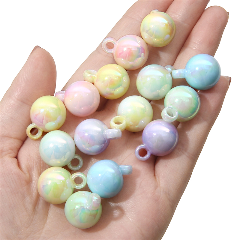 [16 มม.] ครีม ลูกบอลแขวน ขนาดเล็ก ชุบสี จี้ขนาดเล็ก DIY เครื่องประดับแฮนด์เมด / พวงกุญแจ จี้ อุปกรณ์