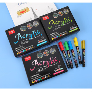 12/24/36 Colors Acrylic Paint Marker Pens Set for Painting Card Making