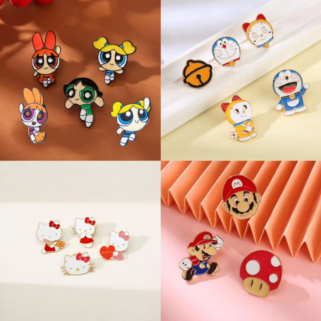 [50 สไตล์] เข็มกลัดโลหะ ลายการ์ตูนน่ารัก สไตล์ญี่ปุ่น ป้องกันแสงสะท้อน