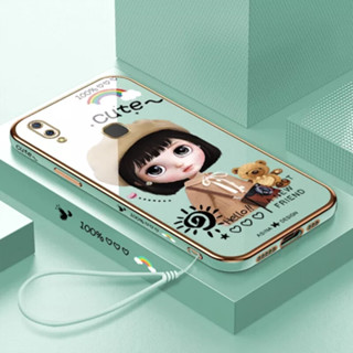 เคสโทรศัพท์มือถือ ลายการ์ตูนเด็กผู้หญิงเบเร่ต์ พร้อมสายคล้อง สําหรับ Vivo Y93 Vivo Y95 Vivo Y71 Vivo Y81 Vivo Y83 Vivo V9 Vivo Y85