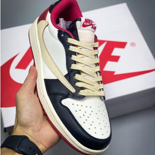 รองเท้ากีฬา รองเท้าสเก็ตบอร์ด Fragment x Travis Scott x Air Jordan 1 Low TS Recreational DM7866-166