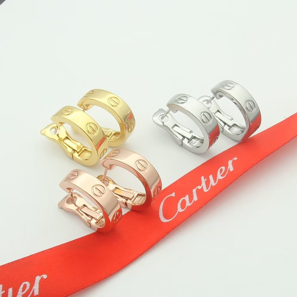 ใหม่ Ca&rt-ier ต่างหูไทเทเนียมเหล็ก แบบครึ่งวงแหวน แฟชั่น