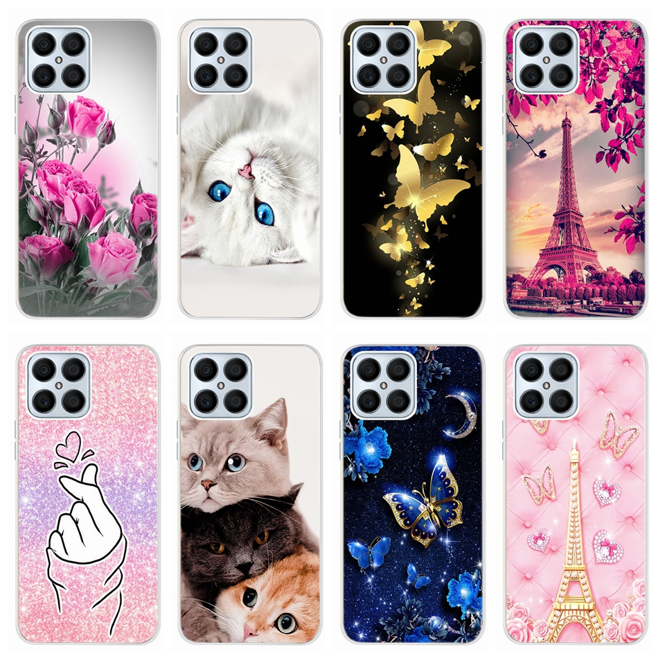 เคสโทรศัพท์มือถือ ซิลิโคนนิ่ม TPU ลายผีเสื้อ ดอกไม้ แฟชั่น สําหรับ Honor X8 TFY-LX1 TFY-LX2 TFY-LX3 