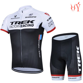 Trek เสื้อแขนสั้น และกางเกงขาสั้น ระบายอากาศได้ดี สีขาว สําหรับผู้ชาย เหมาะกับการขี่จักรยานเสือภูเขา