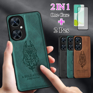 2 IN 1 เคสโทรศัพท์หนัง TPU เคลือบด้าน พร้อมตัวป้องกันหน้าจอเซรามิค ทรงโค้ง สําหรับ Huawei Nova 11i