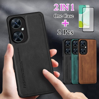 2 IN 1 เคสโทรศัพท์หนัง TPU แบบโค้ง หน้าจอเซรามิค สําหรับ Huawei Nova 11i