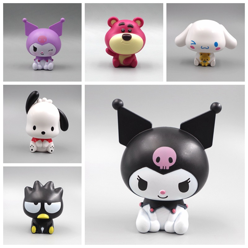1 ชิ้น 7-9.5 ซม.อะนิเมะรูป Kuromi My Melody Cinnamorol PochaccoLotso Penguin DIY Kawaii การ์ตูนรุ่น Q PVC Action Figures ตุ๊กตาของเล่น