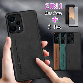 2 IN 1 เคสโทรศัพท์หนัง TPU หน้าจอโค้ง เซรามิค สําหรับ Xiaomi Poco F5