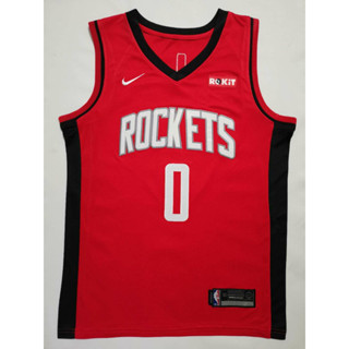 เสื้อกีฬาบาสเก็ตบอล ปักลาย NBA Houston Rockets 0 Russell Westbrook สีแดง สําหรับผู้ชาย 2020