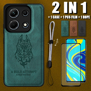 2 IN 1 เคสหนังหรูหรา พร้อมตัวป้องกันหน้าจอเซรามิค และสายคล้อง ปรับได้ สําหรับ Infinix Note 30 VIP